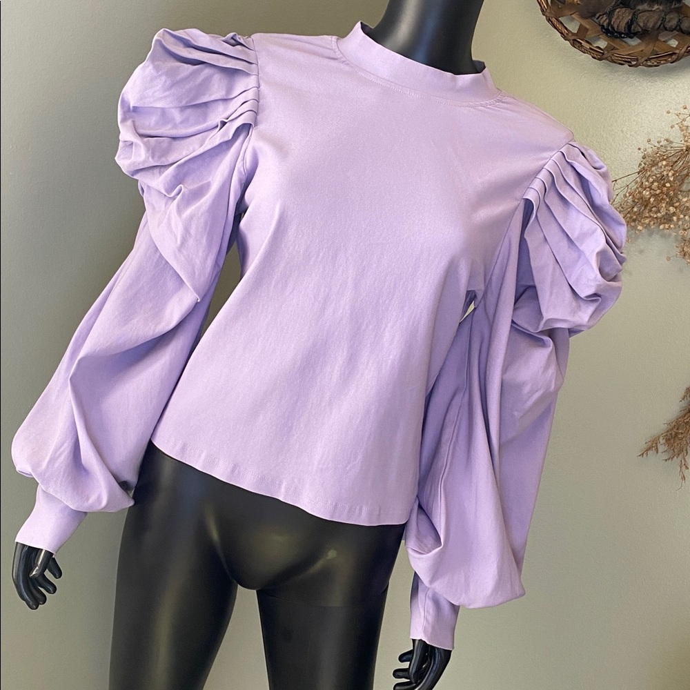 WHY DRESS Lavender PrincessCore Ruffled Sleeve Women's Top